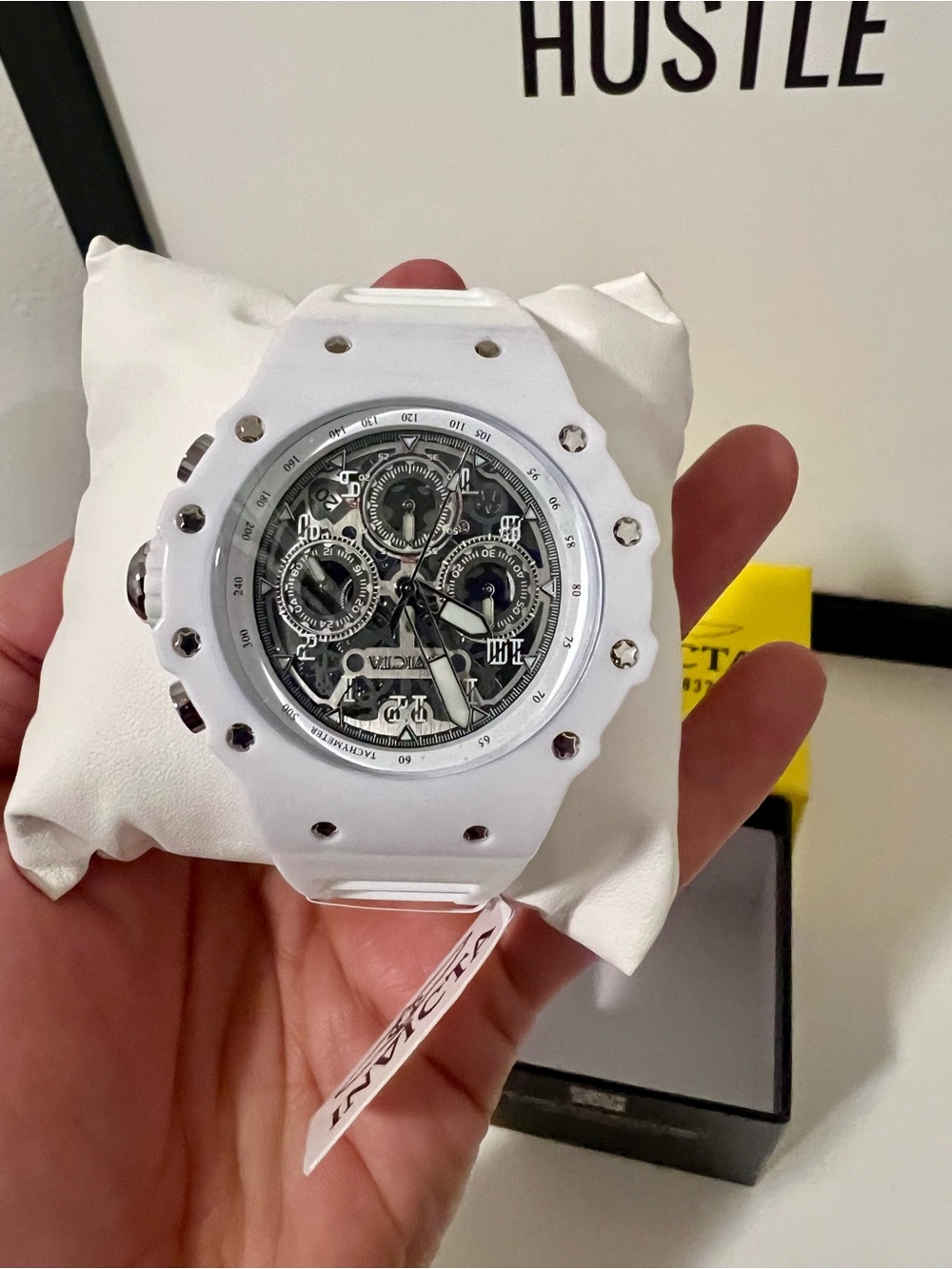 Invicta White Skeleton Chronograph Watch with Silver Accents - Picture 2 of 4